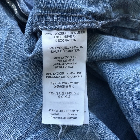 J. Crew Sleeveless Chambray Tassel Beach Tunic Split Notch Neckline XXS - Picture 7 of 7